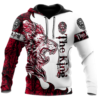 The Red King Lion Tattoo Over Printed Hoodie TP