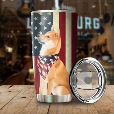Shiba Inu American Flag 20oz 30oz Travel Tumbler TB1028