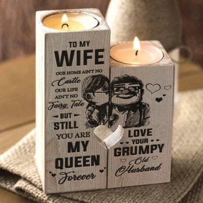 To My Wife You Are My Queen Candle Holder With Heart