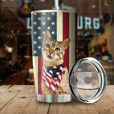 Bengal Cat American Flag 20oz 30oz Travel Tumbler TB1036
