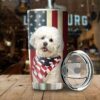 Bichon Frise American Flag 20oz 30oz Travel Tumbler TB1033