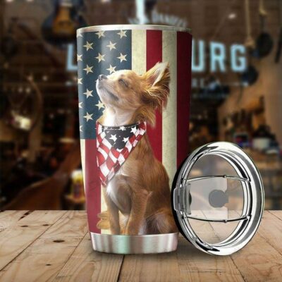 Chihuahua American Flag 20oz 30oz Travel Tumbler TB1032