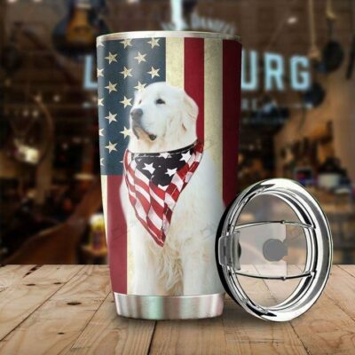 Dog Great Pyrenees American Flag 20oz 30oz Travel Tumbler TB1029