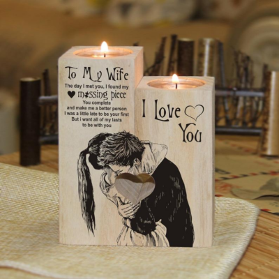 To My Wife I Love You Candle Holder With Heart