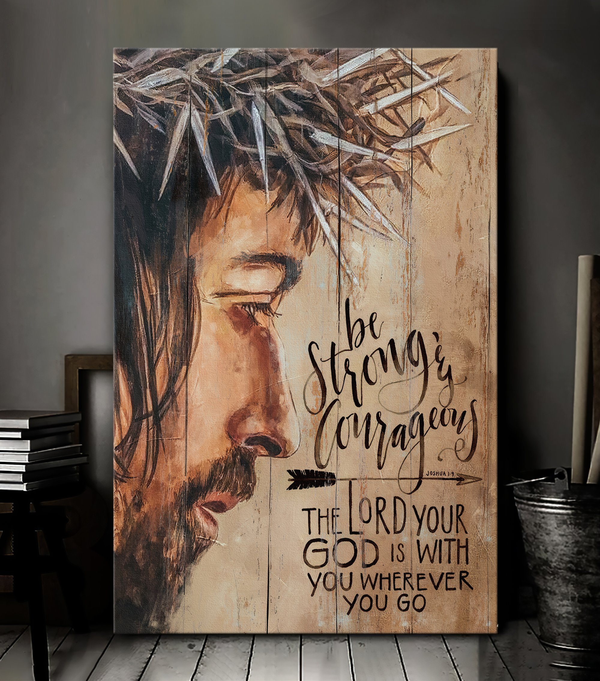 Your God is with you wherever you go Jesus Portrait Canvas Print - Wall Art