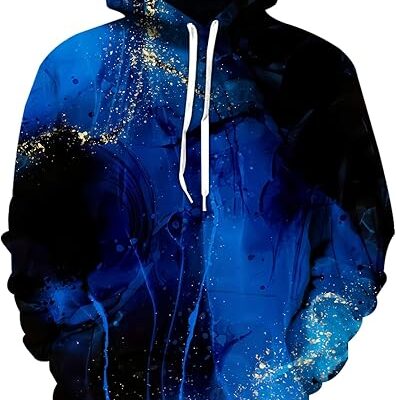Unisex Hoodies 3D Print Galaxy Pullover Hooded Sweatshirt Hoodies Blue