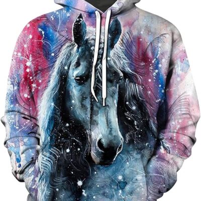 Unisex Hoodies 3D Print Galaxy Pullover Horse